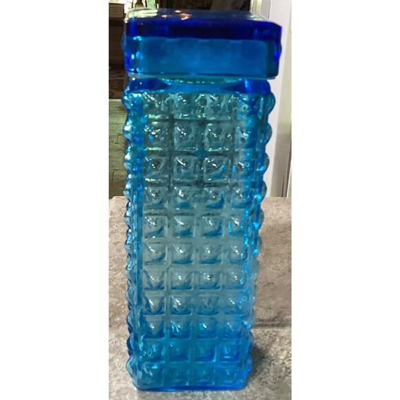 IKEA? Hobnail Blue Glass Canister storage jar ~ 10" - Picture 1 of 7